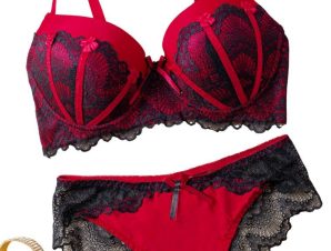 Plus Size Σετ Εσωρούχων Burlesque – Κόκκινο – LC2152-1-Κόκκινο-90D/2XL